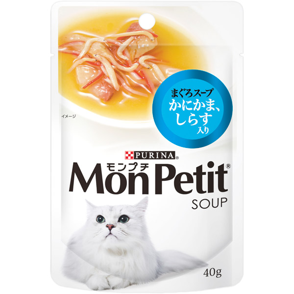 ネスレ日本:モンプチスープパウチ まぐろスープ かにかま しらす入り 40g 4902206202812 猫 フード ウェット パウチ レトルト