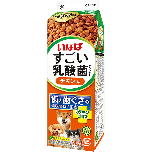 いなばペットフード:いなば すごい乳酸菌クランキー牛乳パック チキン味 380g 4901133735479 乳酸菌とカテキン配合！