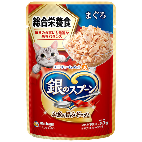 ユニ・チャーム:銀のスプーンパウチ 総合栄養食 まぐろ 55g 4520699686683