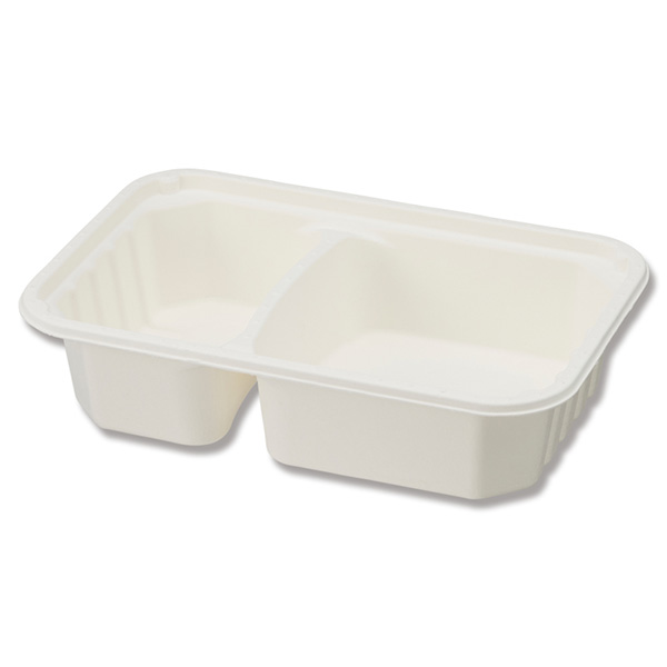 HEIKO(ヘイコー):食品容器　ユーカリフードコンテナ　2仕切り　YFC-600 004490109 弁当箱 業務 使い捨て 食品容器 環境 資材