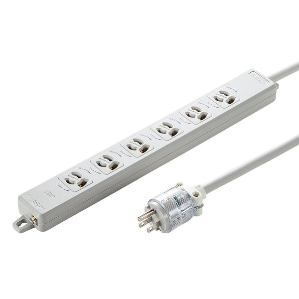 サンワサプライ 医用接地プラグ付き電源タップ TAP-HPM6-5W