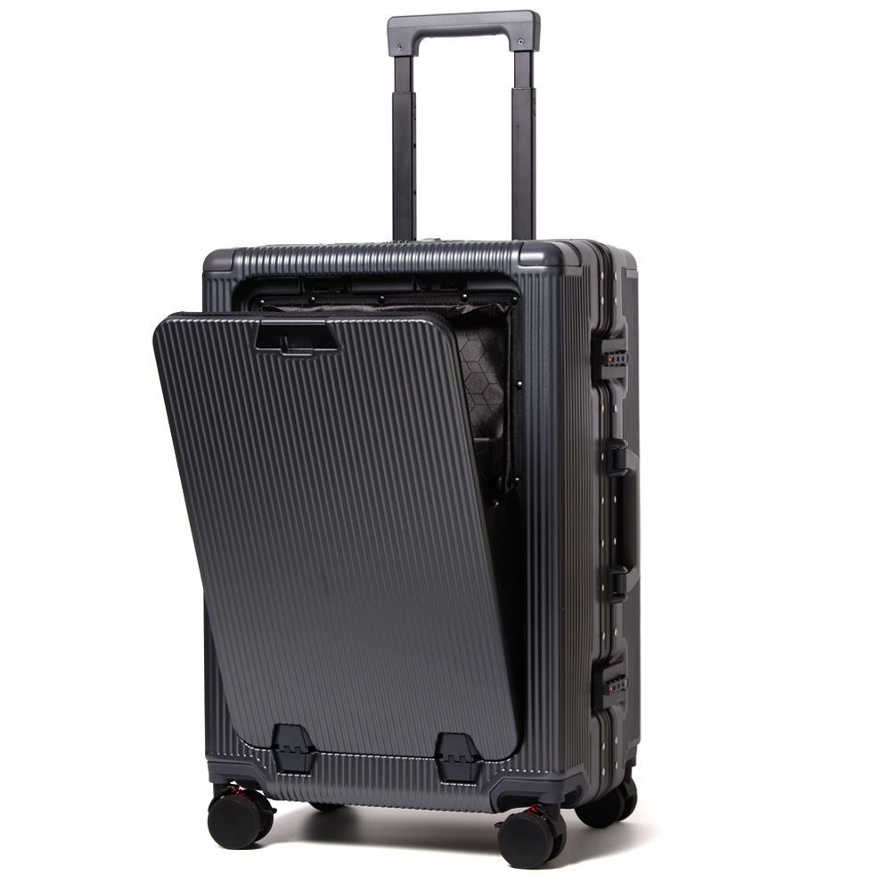 Proevo スーツケース フロントオープン フレーム Mサイズ 受託手荷物 TSAロック キャスタ...
