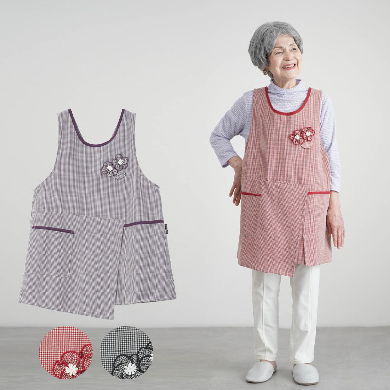 婦人服　敬老の日　エプロン　祖母　おばあちゃん　ちりめん細工　レディース cjs-fh3-wa-35.jpg