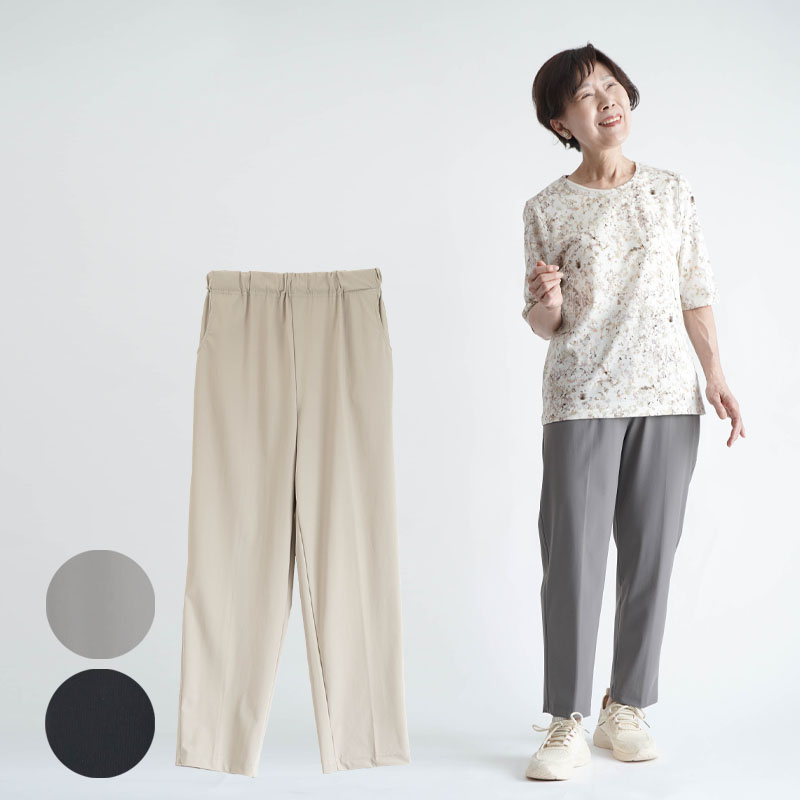 シニアファッション Tシャツ 半袖 セットアップ 祖母 お年寄り 刺繍 ロングパンツ レディース カットソー イージーパンツ 9分丈 冷感 シニアファッション 80代 70代 60代 高齢者 婦人服 接触冷感 T
