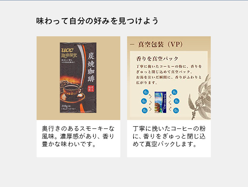 UCC 珈琲探究 炭焼珈琲 真空パック レギュラーコーヒー(粉) 210g コーヒー