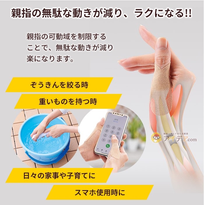 親指の無駄な動きが減り、ラクになる!!