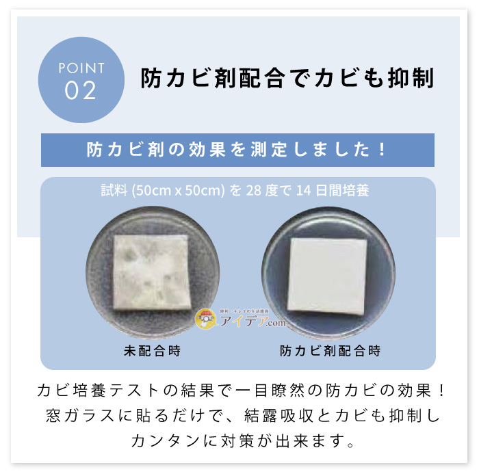 防カビ剤配合結露シート スノー柄：カビ剤配合でカビも抑制