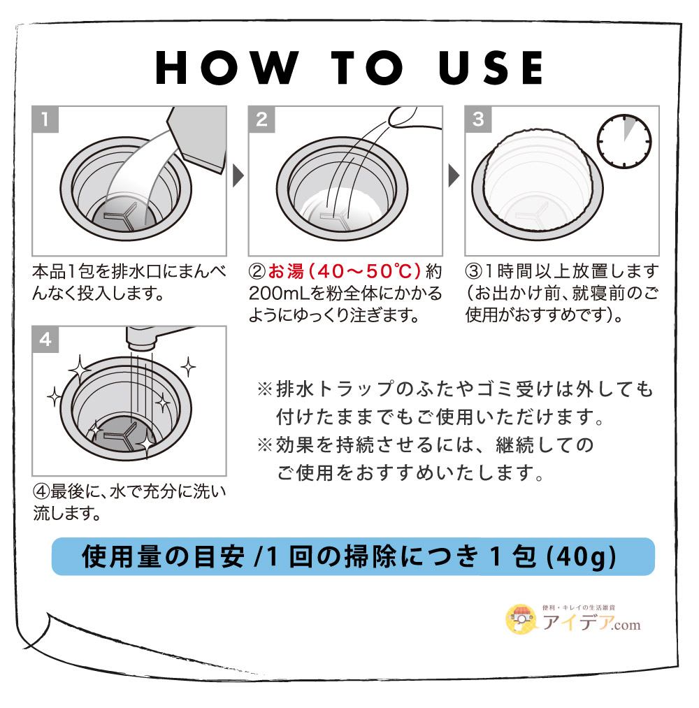 パワーバイオ泡のキッチン排水口きれい:ご使用方法