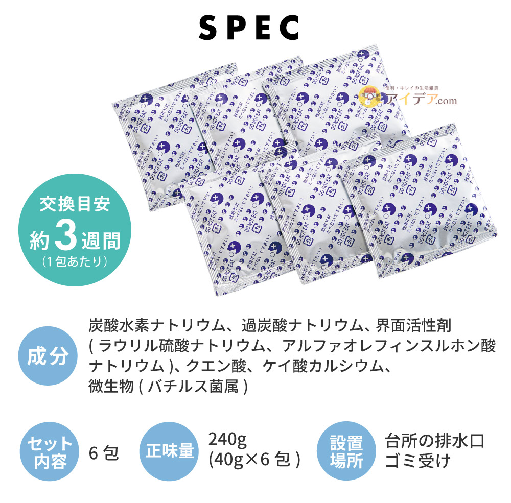 パワーバイオ泡のキッチン排水口きれい:スペック