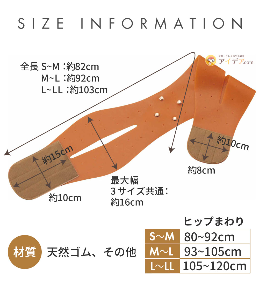 W生ゴム骨盤ベルト:サイズ