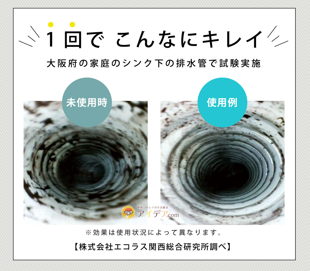 パワーバイオ排水管きれい:1回でこんなにキレイ