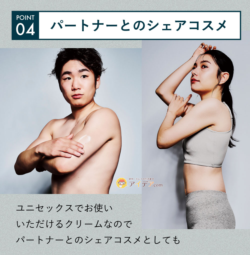 N.01 BODY SHOT CREAM:パートナーとのシェアコスメ