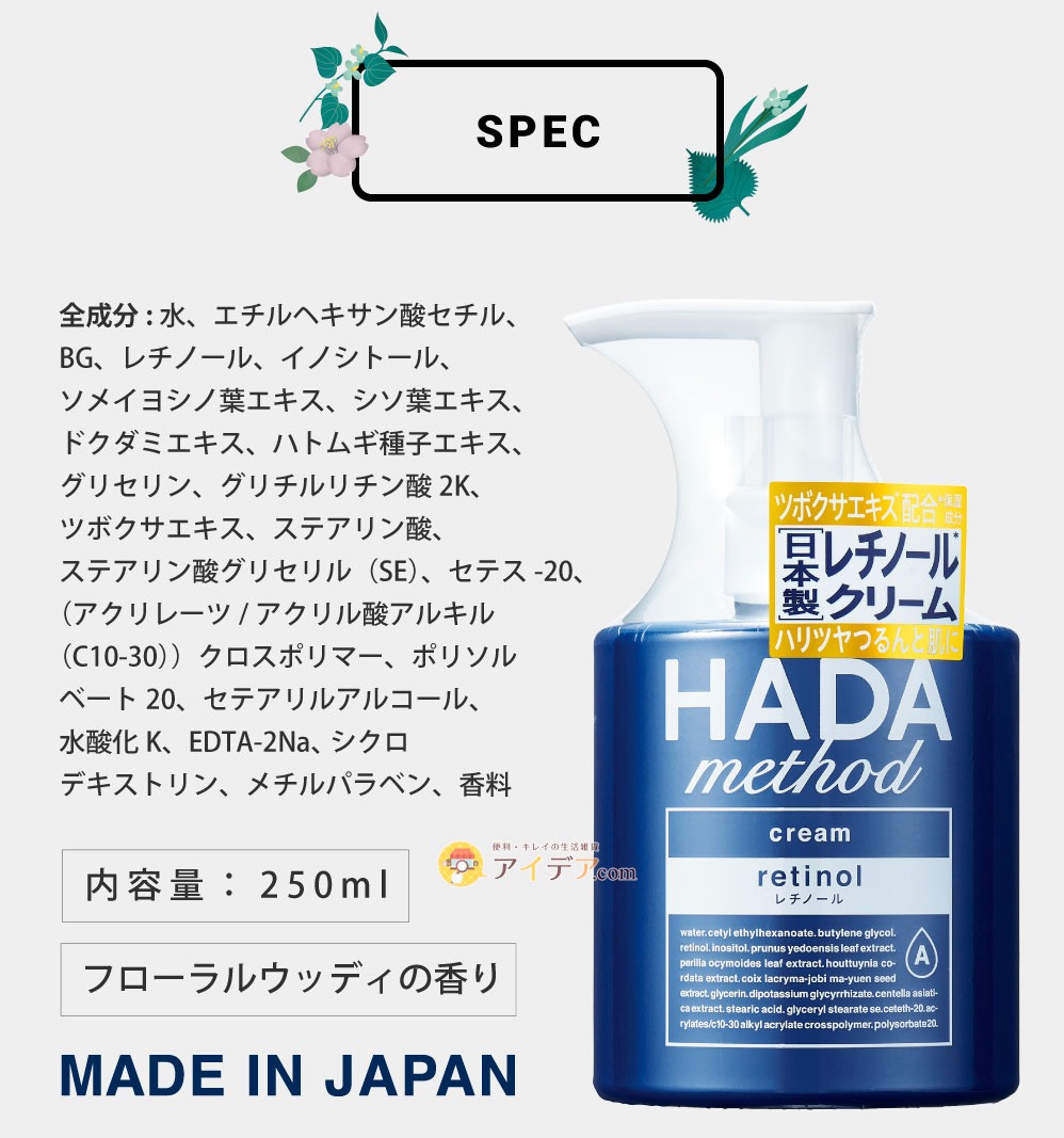 HADA method レチノペアクリーム:スペック