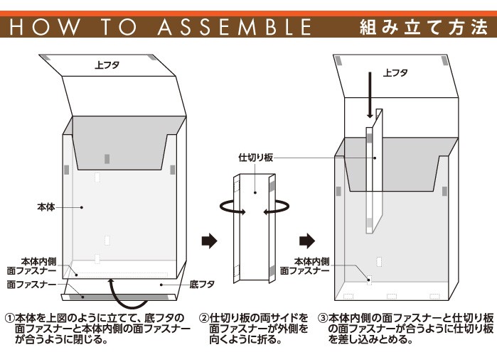 らくらくトイレットペーパー収納ケース レザー調:組立方法