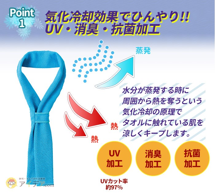 気化冷却効果でひんやり!!UV・消臭・抗菌加工