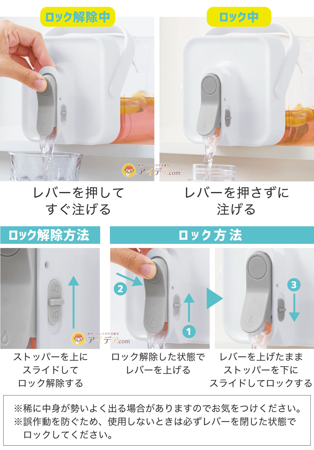 ロック機能で充填もラク