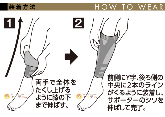 極薄ふくらはぎ段階着圧サポーター:ご使用方法