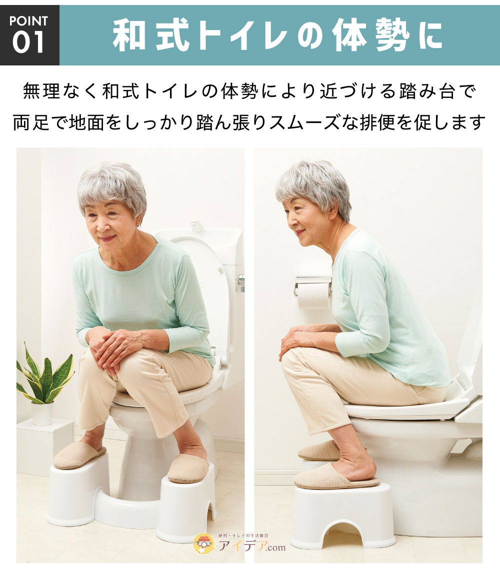 スッキリサポートトイレの踏み台:和式トイレの体勢に