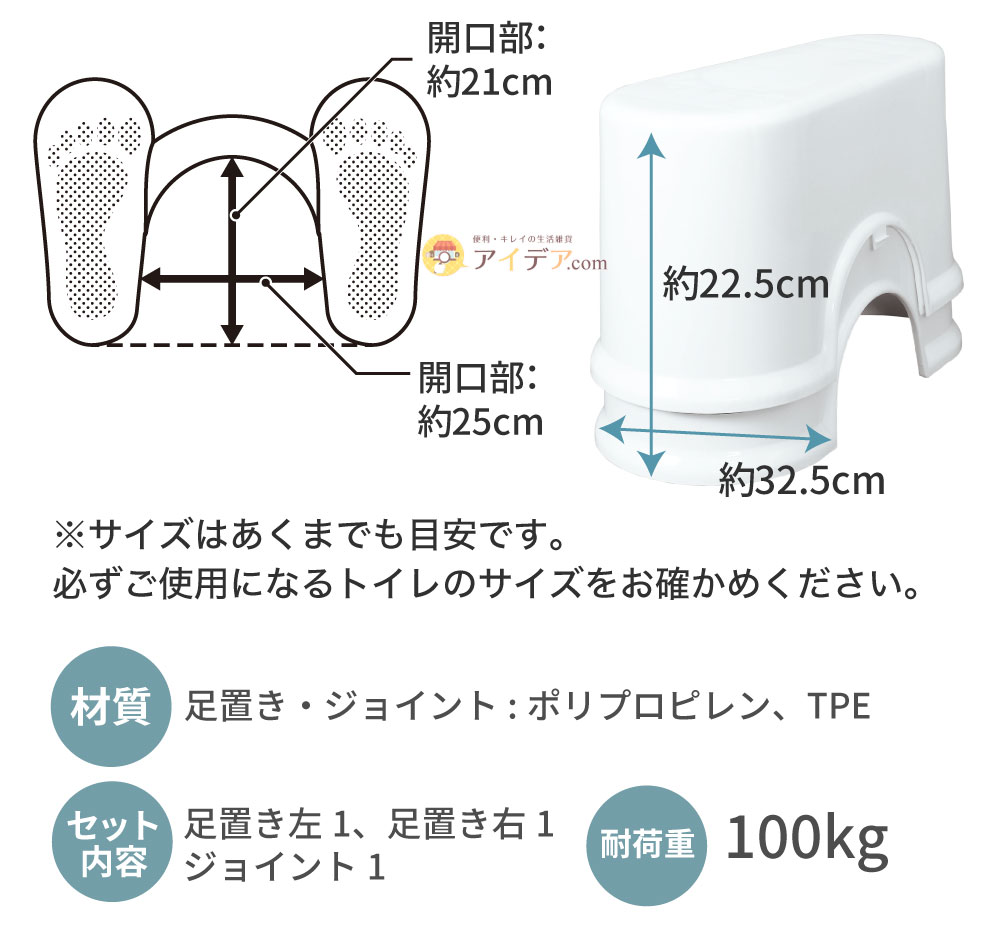 スッキリサポートトイレの踏み台:サイズ