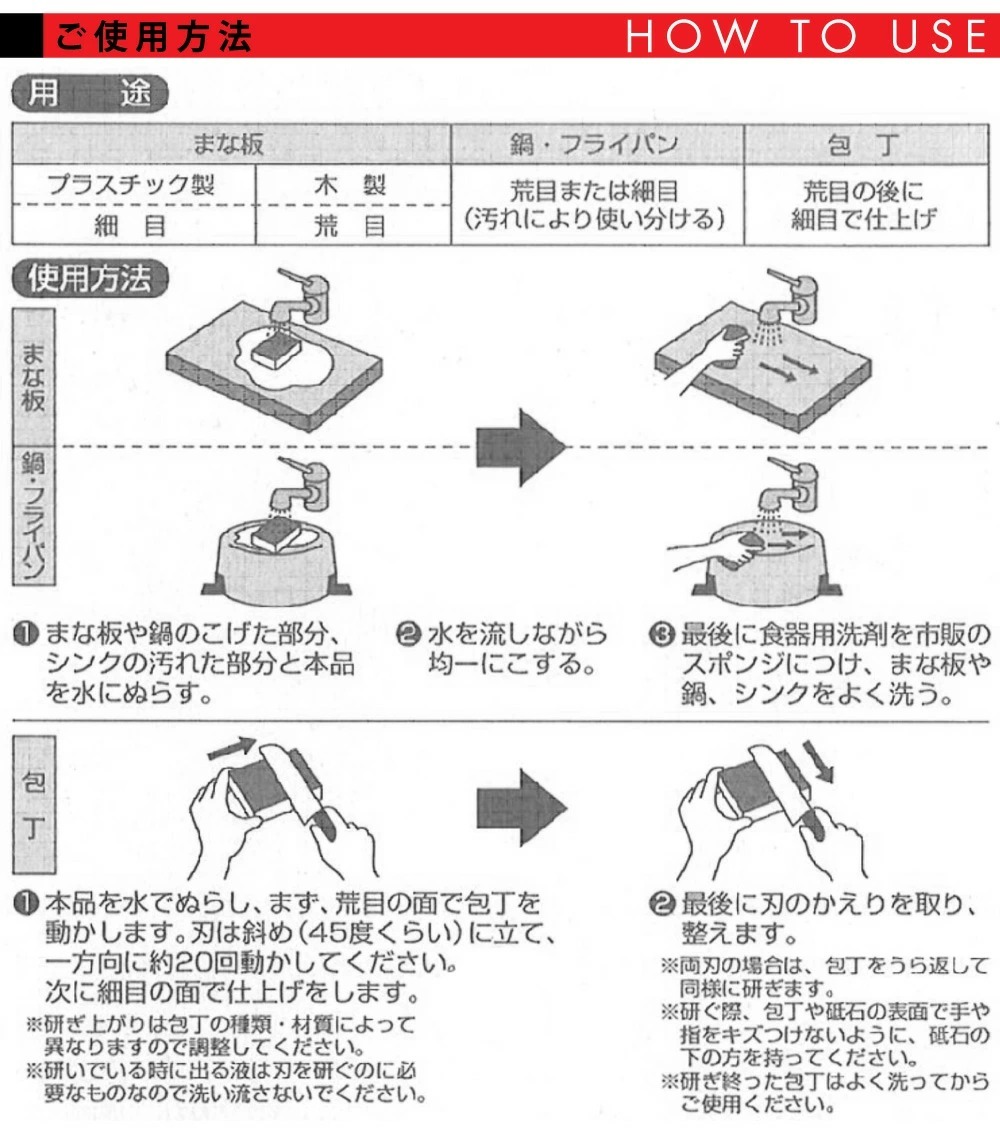 ダイヤモンドキッチン砥石:ご使用方法