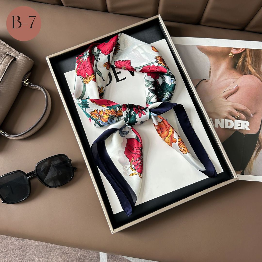 スカーフ バッグスカーフ ストール シルク風 大判 正方形 レディース