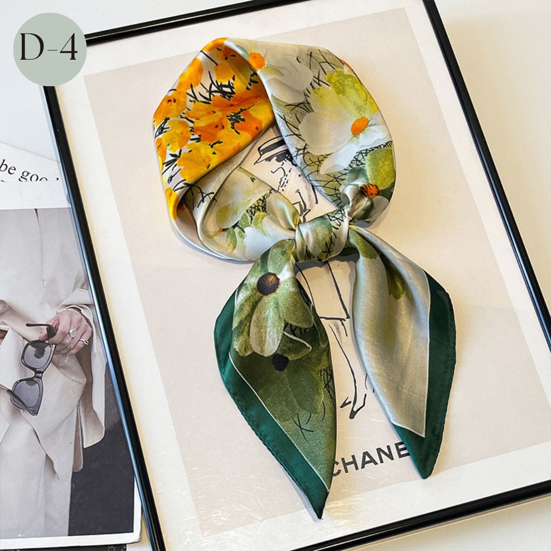 スカーフ バッグスカーフ ストール シルク風 大判 正方形 レディース