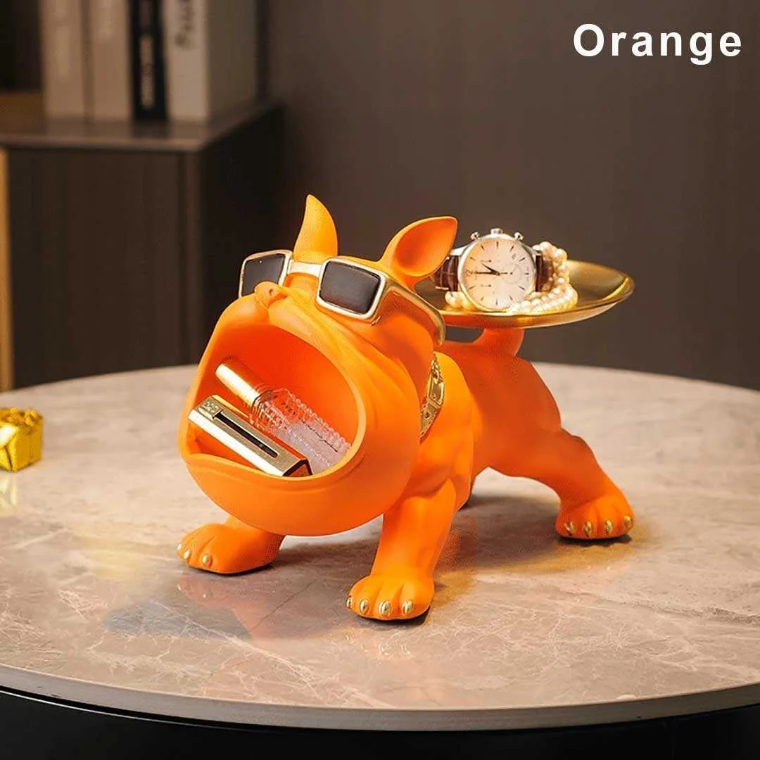 小物入れ 口デカ ブルドッグ 4カラー 置物 尻尾お皿 犬 高さ19cm