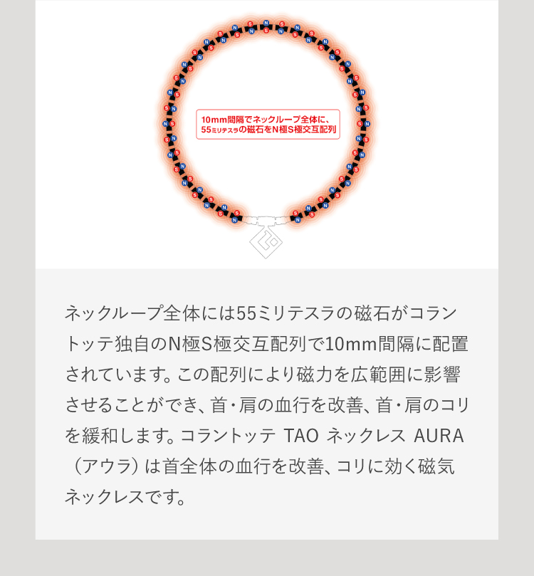 コーラントッテ　AURA  43cm コラントッテ AURA PREMIUM BOX シルバー | 磁気ネックレス
