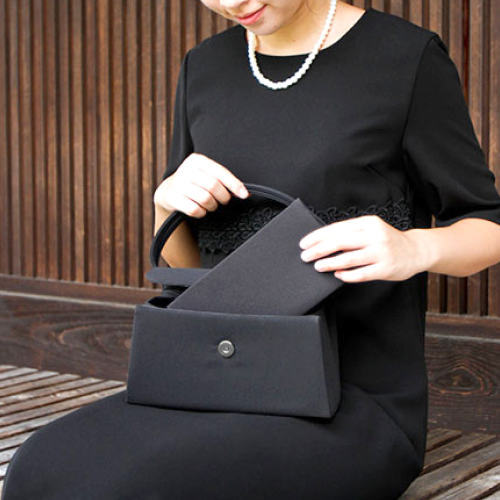 フラワーレース ブラックフォーマルバッグ 3点セット 袱紗 手提げ エコ