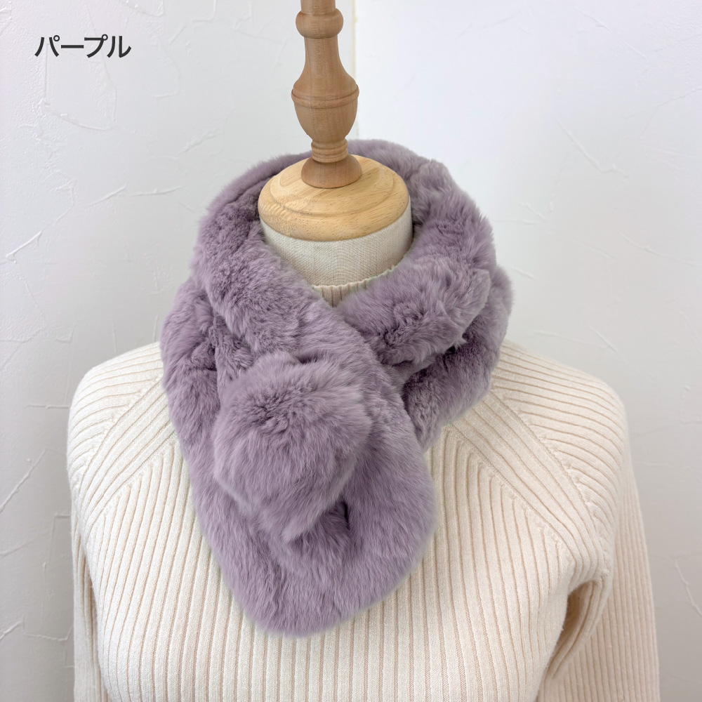 レッキスマフラー リアルファー ファー 1個梵天 ファーマフラー 毛皮