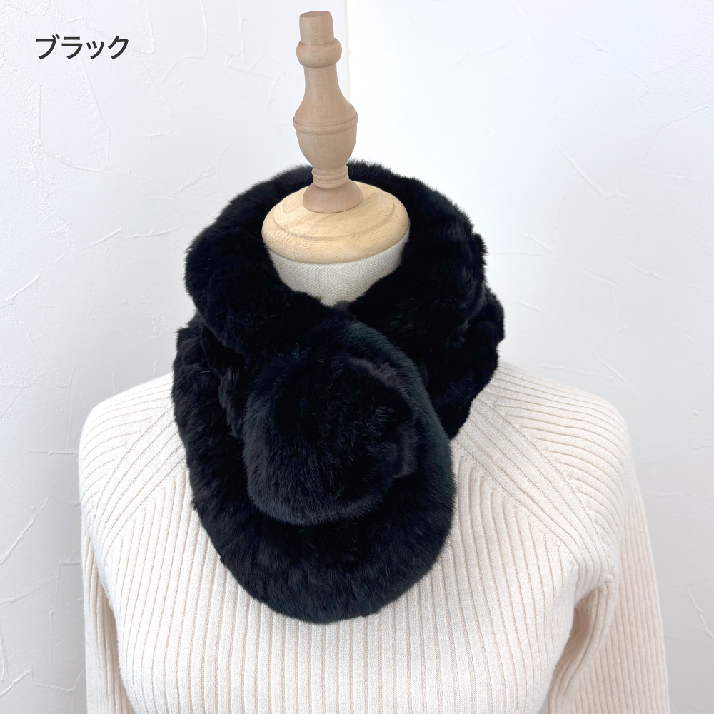 レッキスマフラー リアルファー ファー 1個梵天 ファーマフラー 毛皮