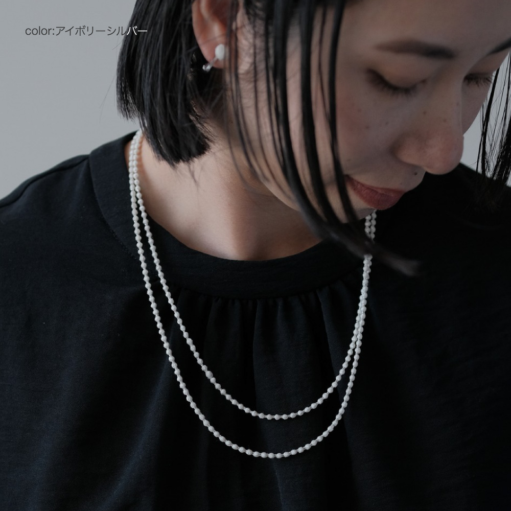 ネックレス トリプルオゥ マイクロスフィア 120cm レディース  OOO 糸のアクセサリー 金属アレルギー プレゼント ラッピング対象 MS002の画像