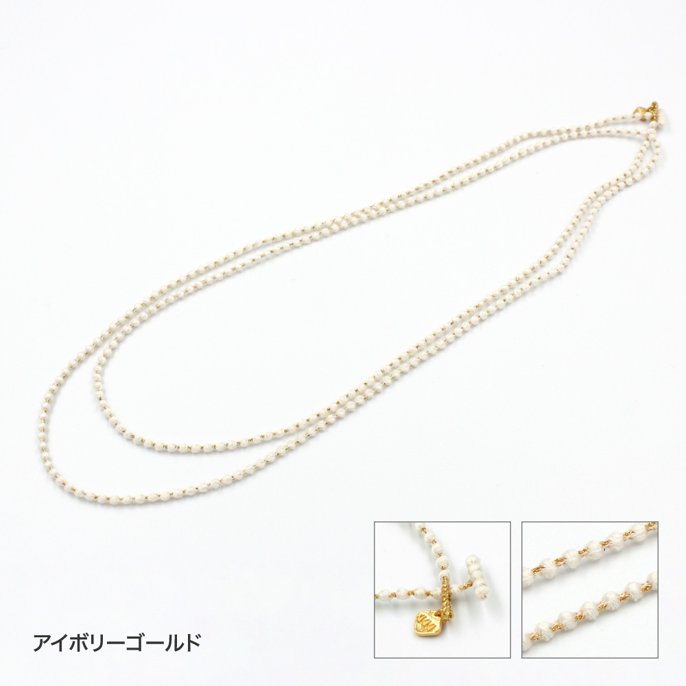 ネックレス トリプルオゥ マイクロスフィア 120cm レディース  OOO 糸のアクセサリー 金属アレルギー プレゼント ラッピング対象 MS002の画像