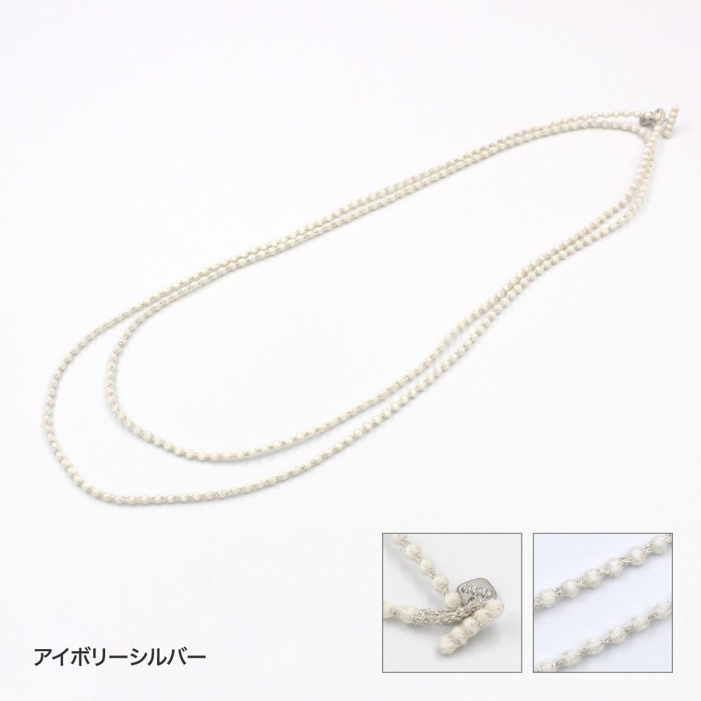ネックレス トリプルオゥ マイクロスフィア 120cm レディース  OOO 糸のアクセサリー 金属アレルギー プレゼント ラッピング対象 MS002の画像
