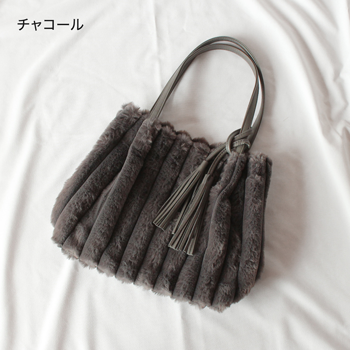 バッグ 1xblue pink fur bag ZOZO限定カラー】エコファースクエアボストンバッグ（ボストンバッグ