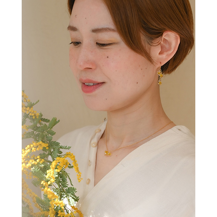ネックレス ひとふさのミモザ ハリオ 長さ調整可能  hario ガラス アクセサリー ジュエリー ギフト レディース  fd-HAP-HMY-N-NFの画像