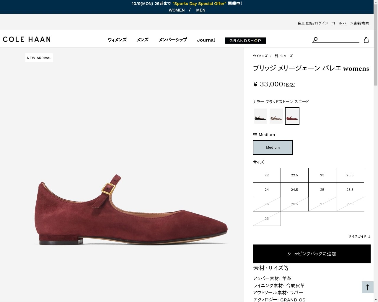 COLE HAAN（コールハーン） ブリッジ メリージェーン バレエ womens