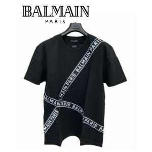 BALMAIN バルマン メンズ Tシャツ ブラック 黒 BA12787 半袖 ブランド ロゴ オシ...