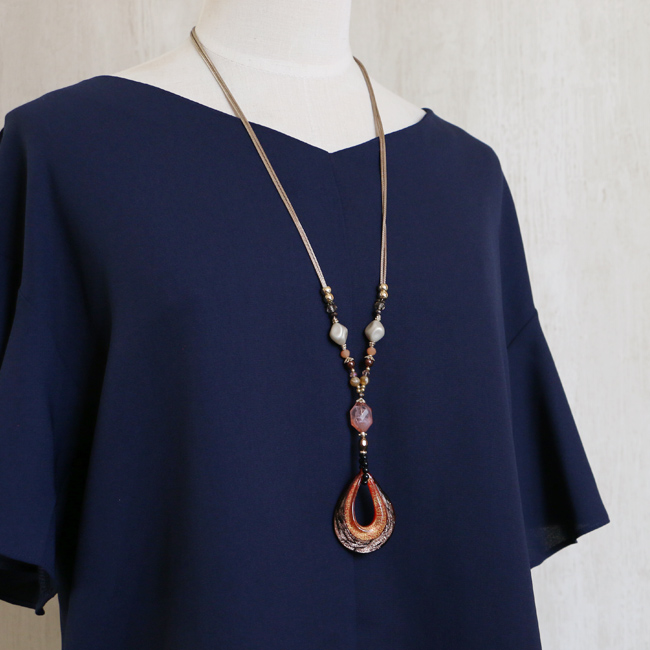 当店オリジナル ドロップ 雫 しずく ビーズ ネックレス ロング