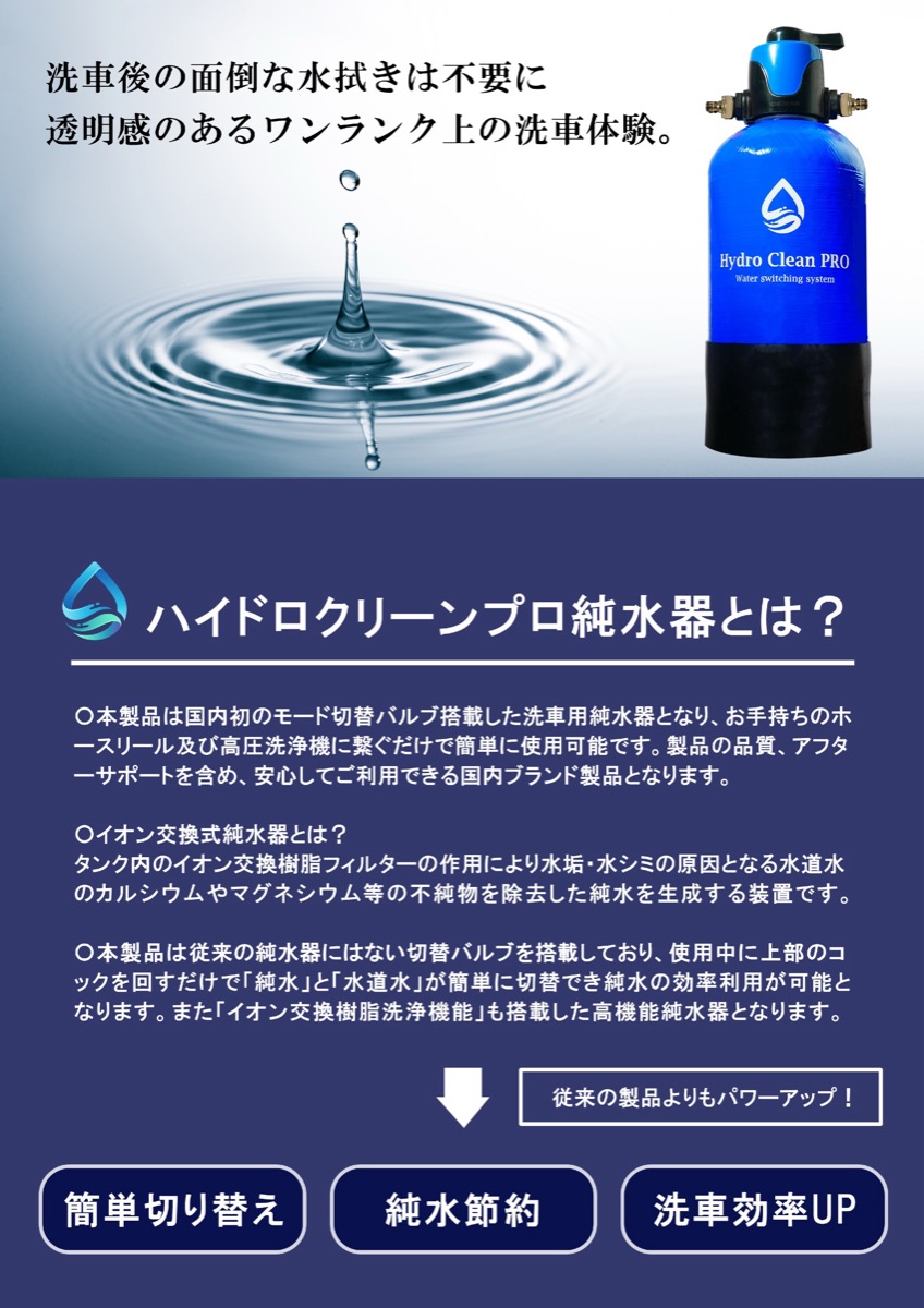 Hydro Clean PRO 高機能洗車用バルブ付純水器 スターターセット