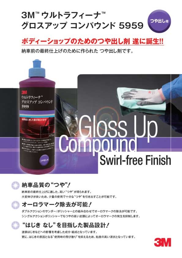 春のコレクション 473ml 3M 6本入 グロスアップコンパウンド 5959 ウルトラフィーナ メンテナンス用品