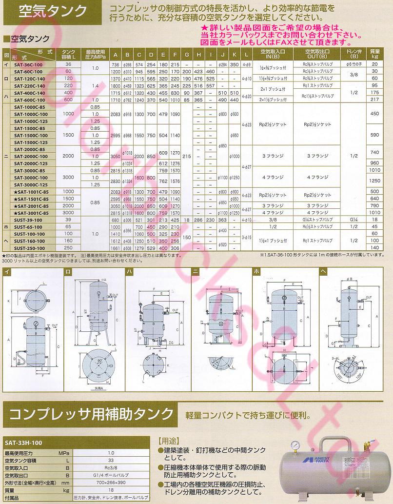 SAT-3001C-85 アネスト岩田 コンプレッサー補助空気タンク(内面