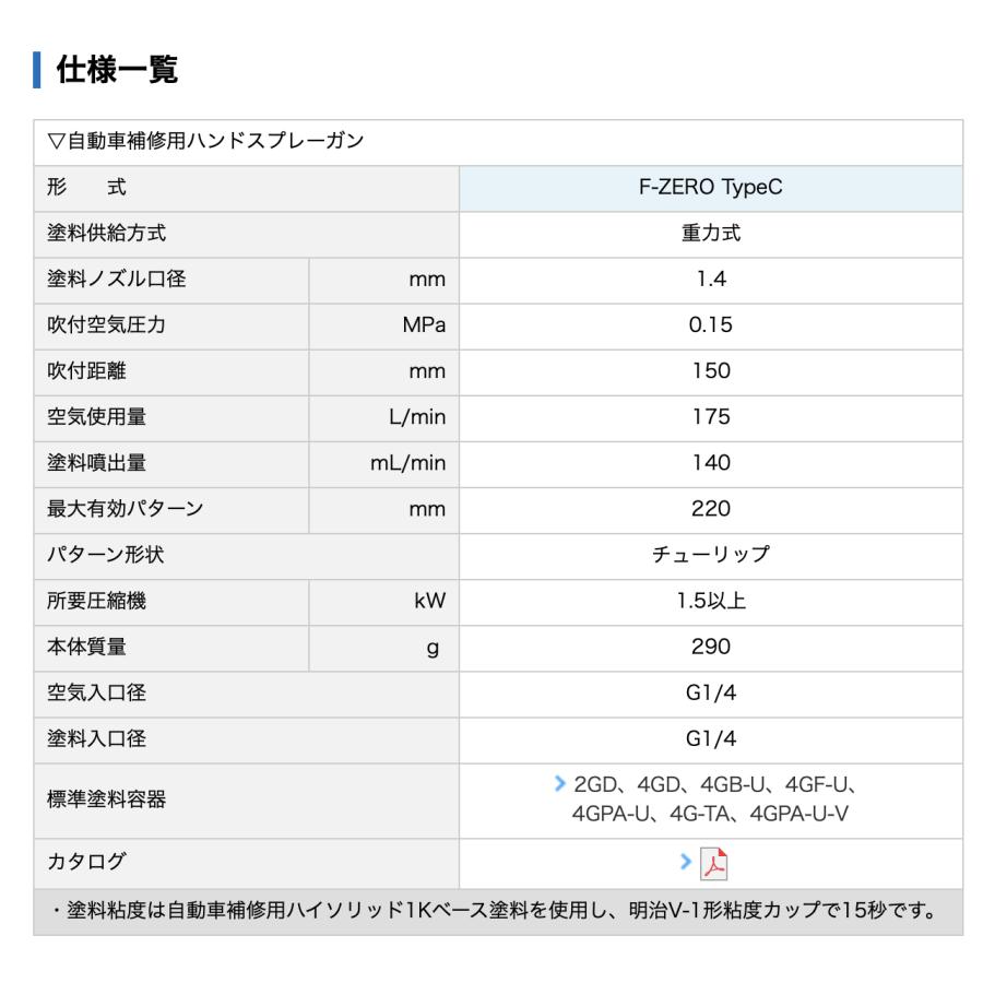 【カップ付セット】F-ZERO TYPE C 明治スプレーガン カラークリア用 4GF-Uセット｜colorbucks｜02