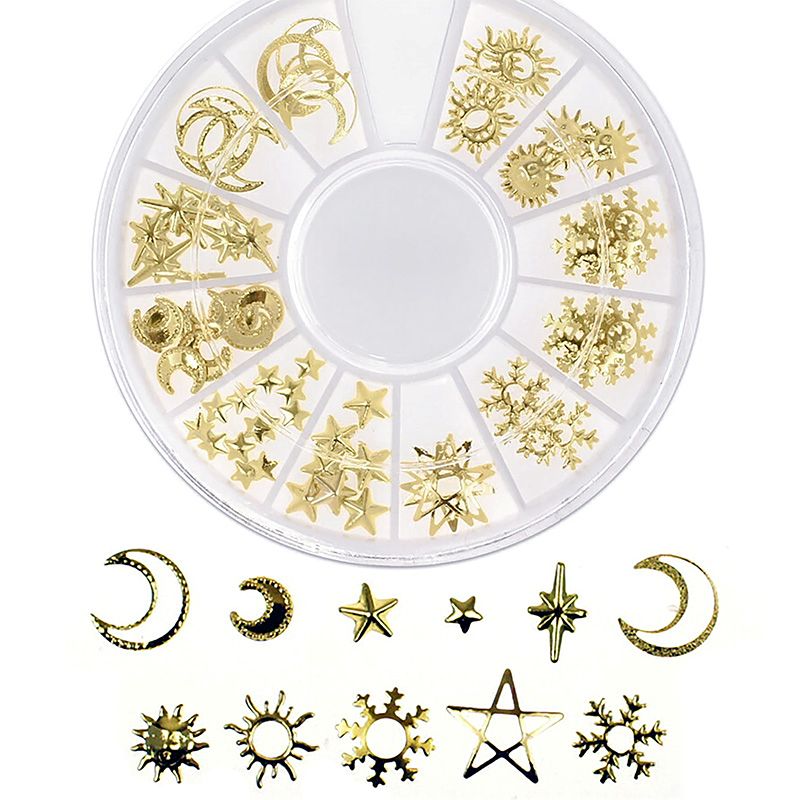 宇宙のメタルパーツ 星 太陽 月 スタッズ 3Dメタルパーツ 5mm〜10mm