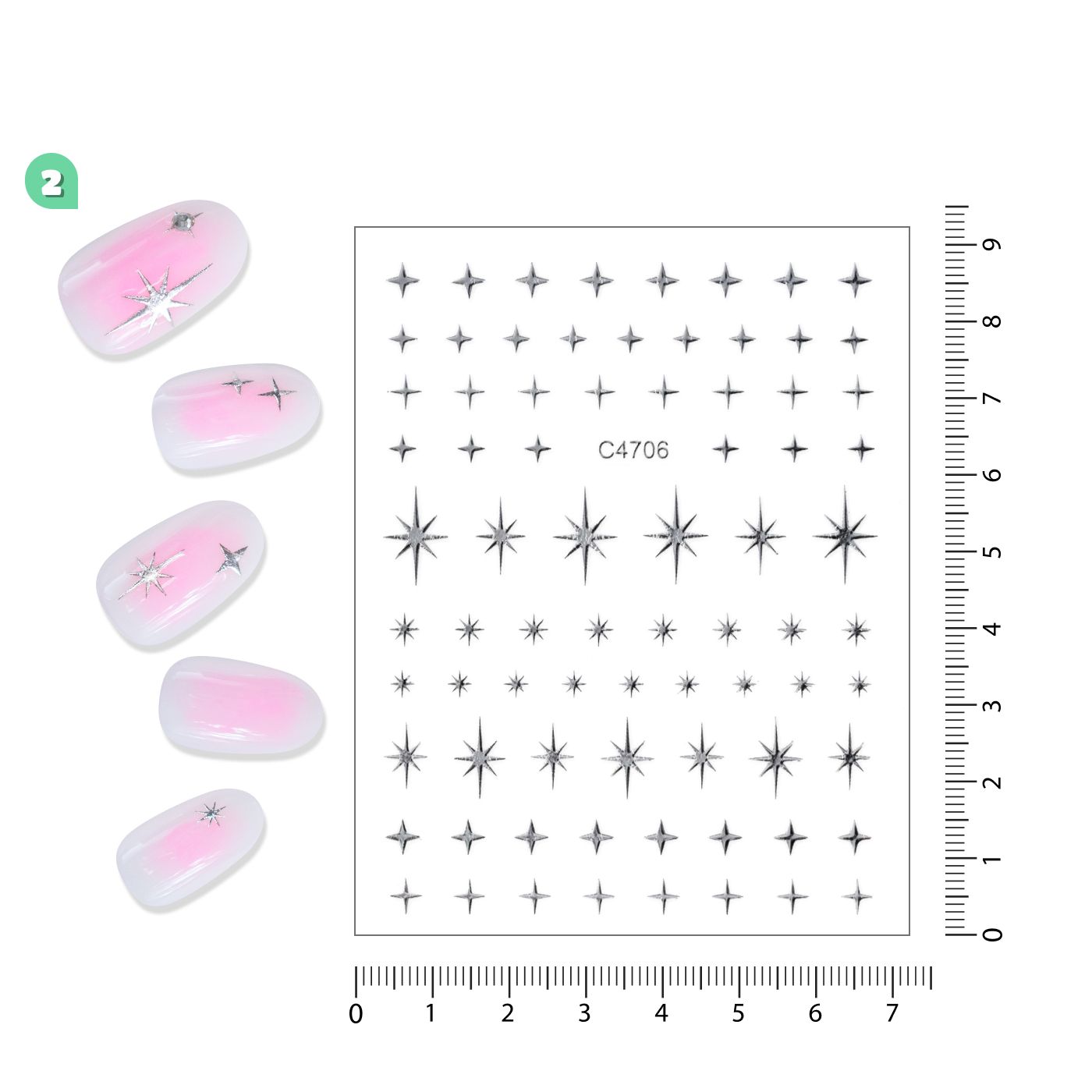 ネイルシール 定番柄6種セット 貼るだけ ワンポイントに メタル