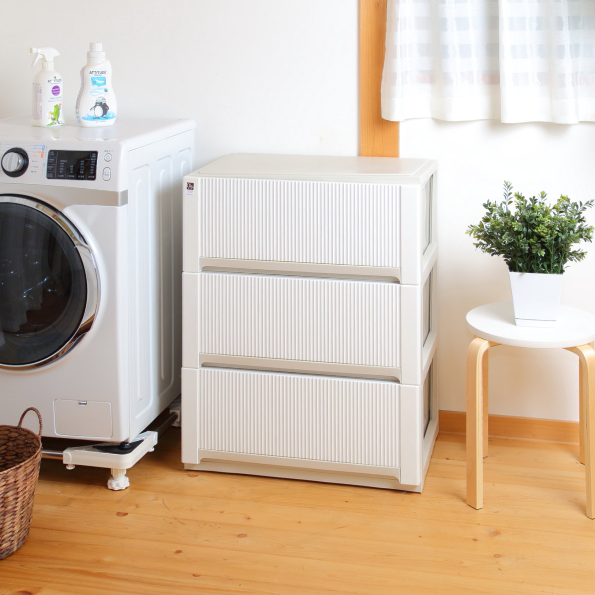 サンコープラスチック チェスト オーラ ワイド 深型 3段 収納 （ 幅65 