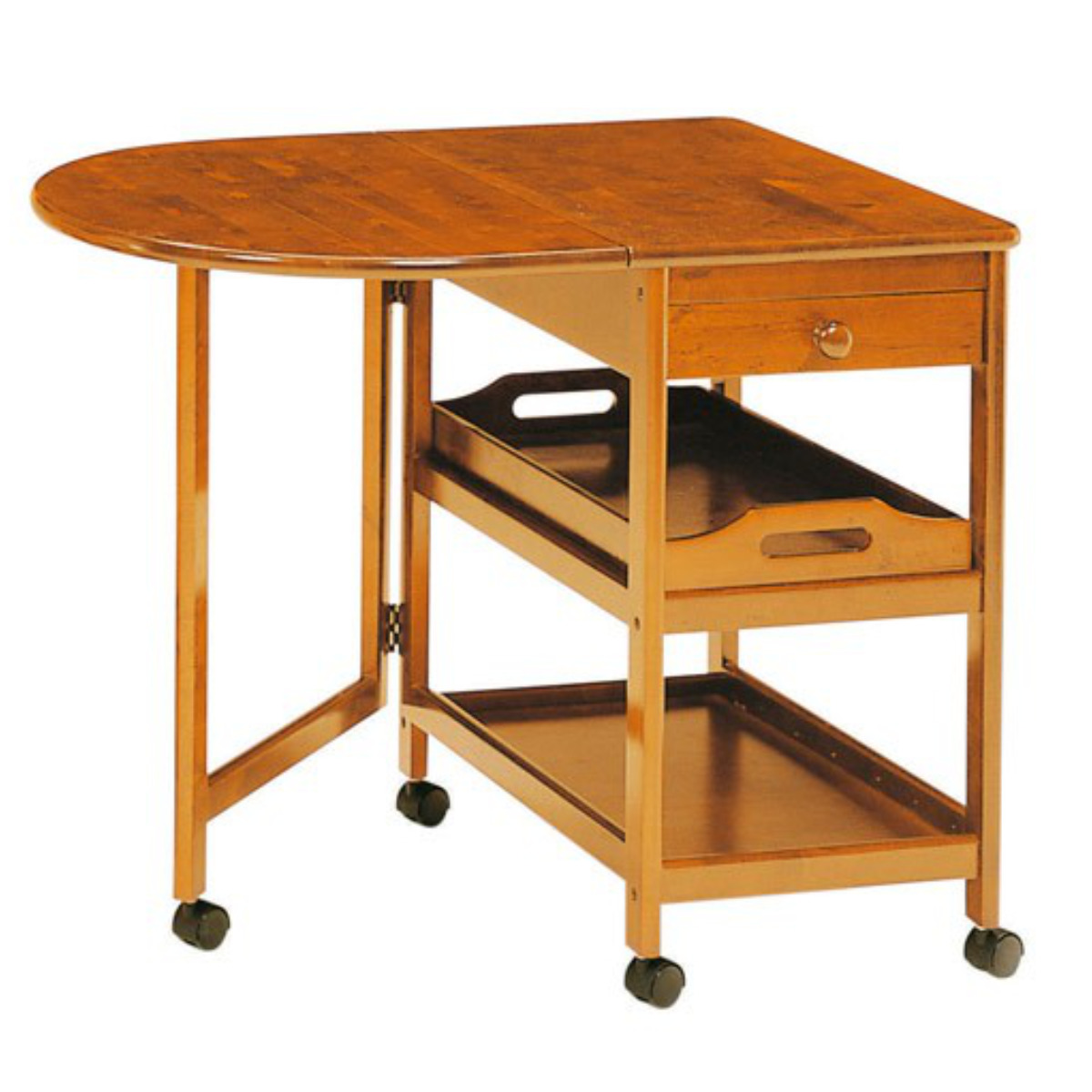 弘益 キッチンワゴン 幅42.5〜85cm キャスター付 木製ワゴン