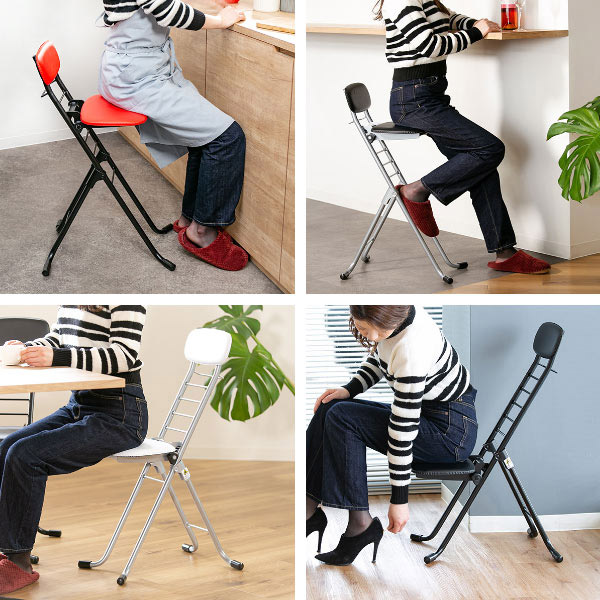 ルネセイコウ 折りたたみ椅子 同色2脚セット 高さ調節 6段階調節