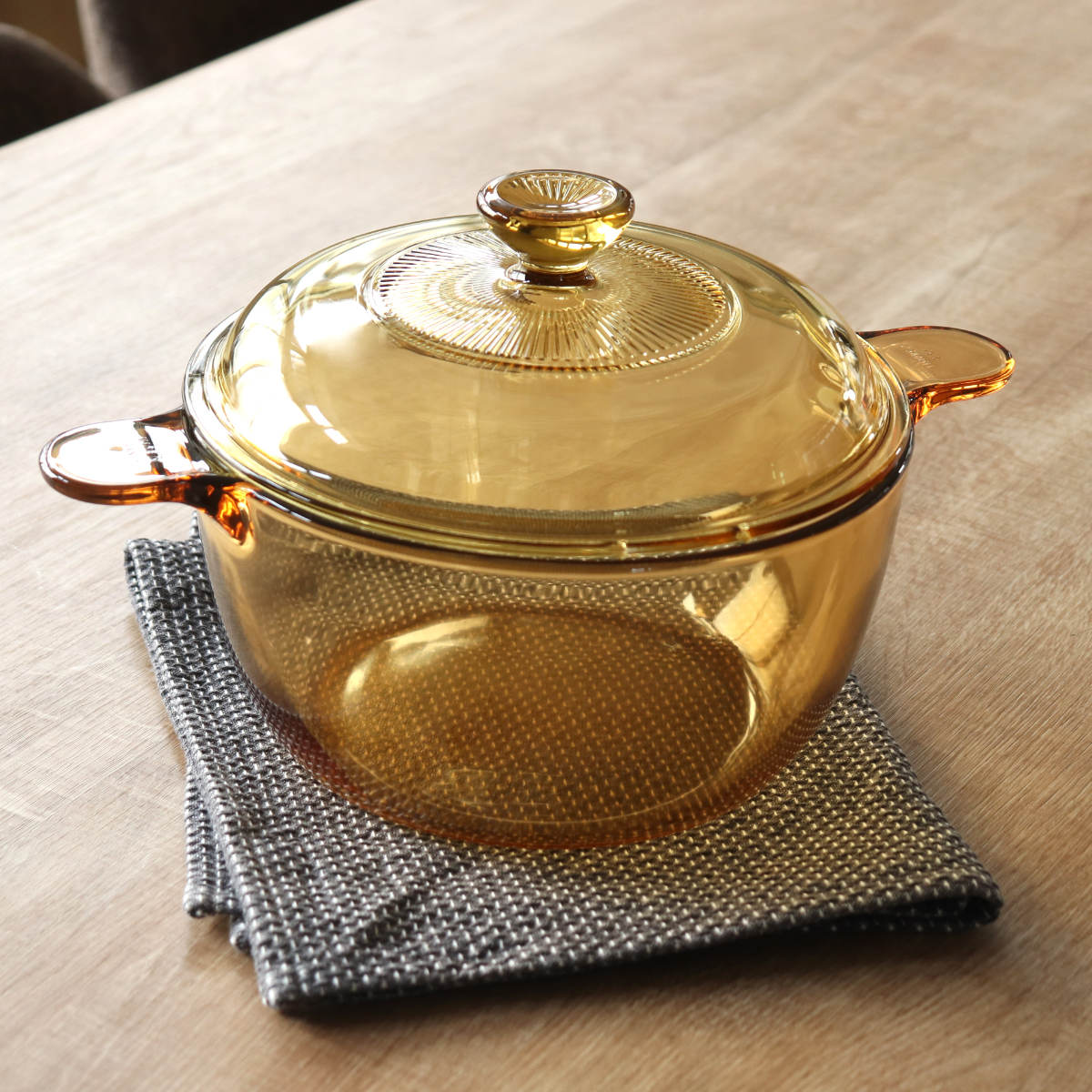 パール金属 両手鍋 21.5cm ガス火専用 ガラス製 VISIONS 2.5L クック