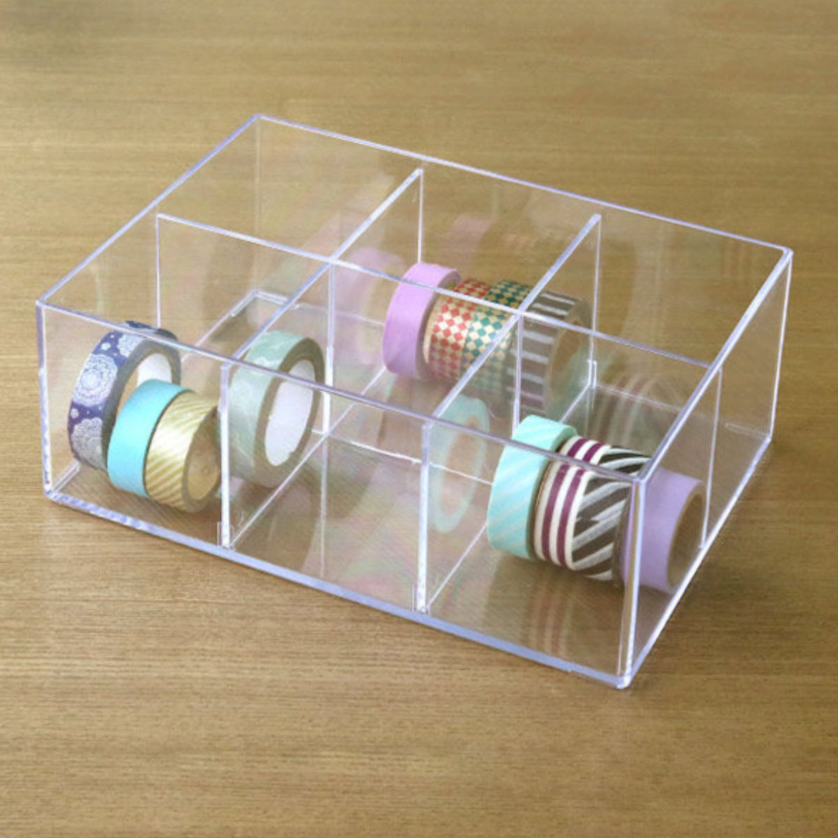 小物ケース 収納ケース 6分割 約 幅24×奥行16.1×高さ8.5cm 透明 収納